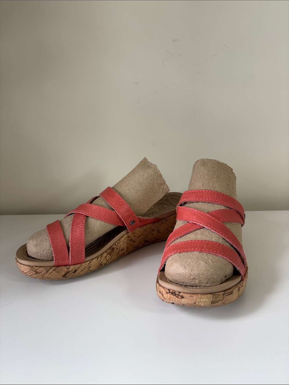 Crocs A-Leigh Cork Wedge Slip-On Sandals 7 EUC